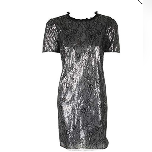 Michael Kors Ruffled collar Shift dress lace with sequin embellishments dress - Picture 8 of 13